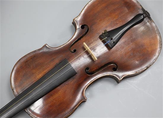 A late 18th century violin by Ludwig Bausch, c.1780 overall length 23in. back 14.5in.